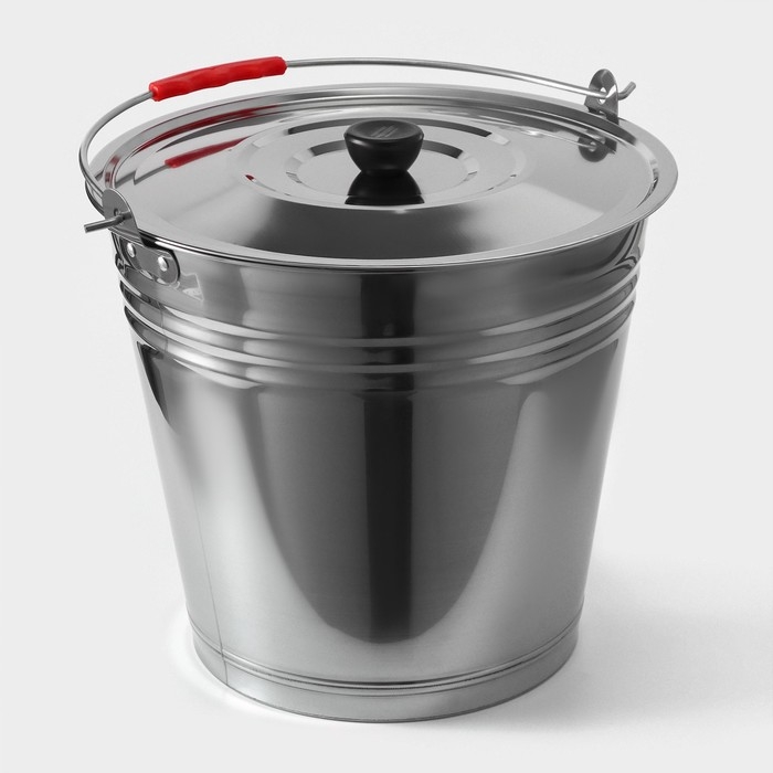 Ведро из нержавеющей стали с крышкой, 12 л, d=32 см, AISI 201 Ведро из нержавеющей стали с крышкой, 12 л, d=32 см, AISI 201