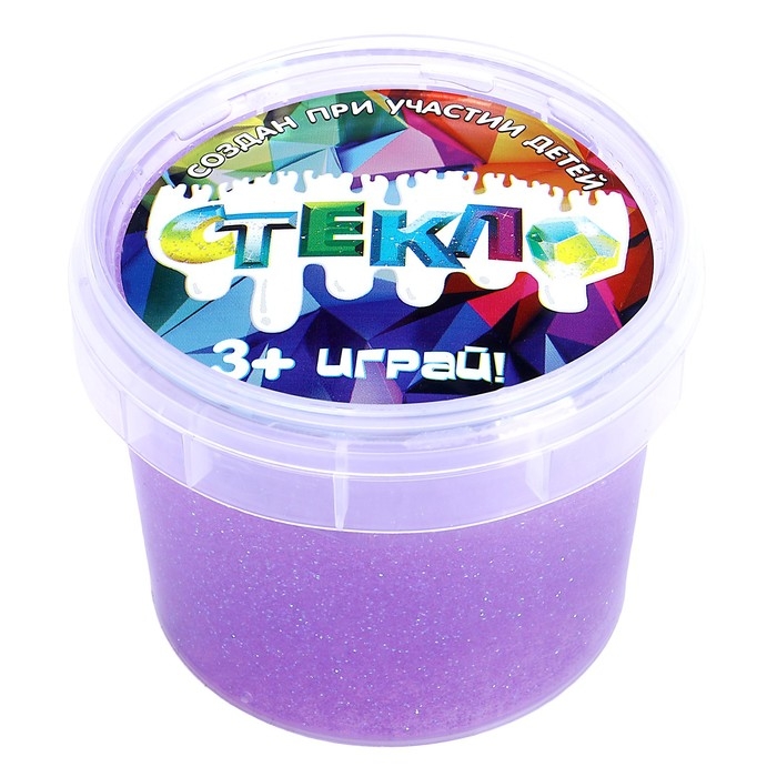 Слайм «Стекло»с фиолетовыми блёстками, 100 г в банке Слайм «Стекло»с фиолетовыми блёстками, 100 г в банке