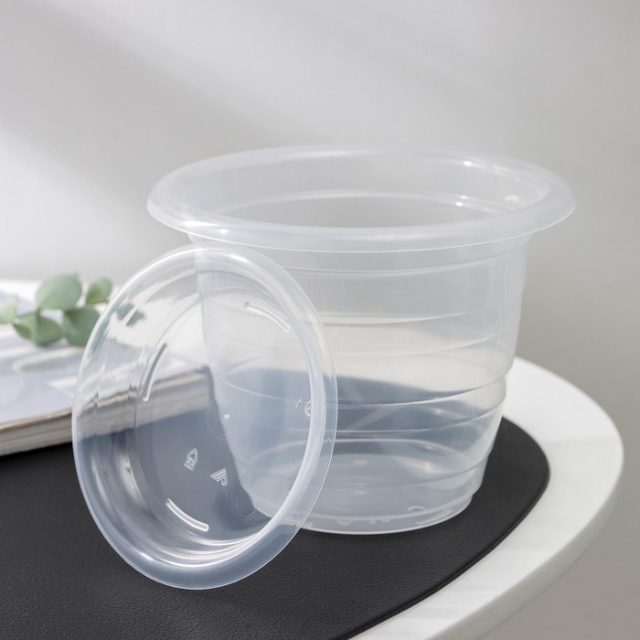 Горшок для орхидей с поддоном, 1 л, цвет прозрачный