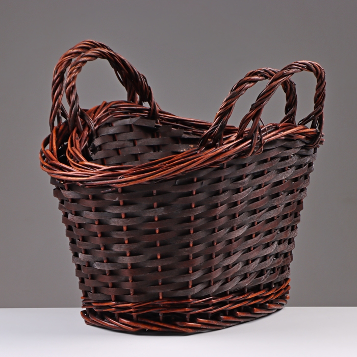 Набор корзин из 2 шт, 39х25х19/33 см, коричневый, ива Набор корзин из 2 шт, 39х25х19/33 см, коричневый, ива