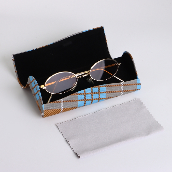 Футляр для очков на магните, длина 16 см, цвет коричневый/голубой Футляр для очков на магните, длина 16 см, цвет коричневый/голубой
