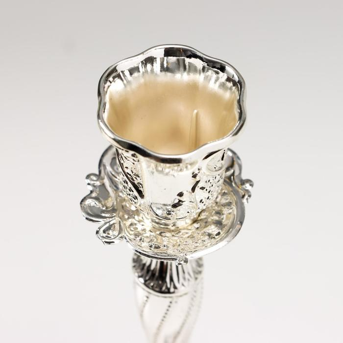 Подсвечник металл на 1 свечу "Виноградная лоза" серебро 18,5х6х6 см