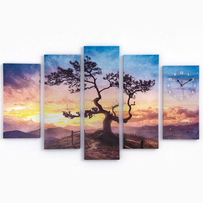 Часы-картина настенные модульные  Часы-картина настенные модульные "Дерево", бесшумные, 80 х 140 см