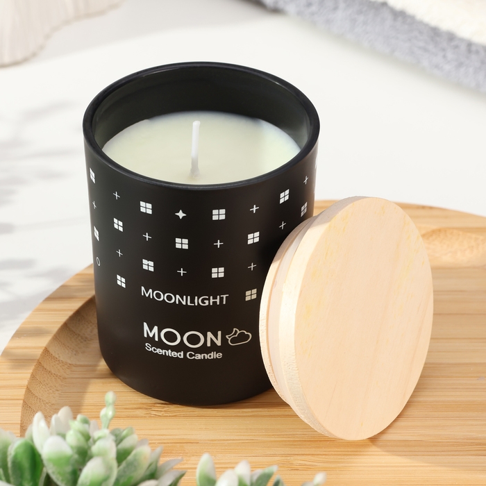 Свеча ароматическая в стакане  Свеча ароматическая в стакане "Moon", чёрный джентельмен, малая