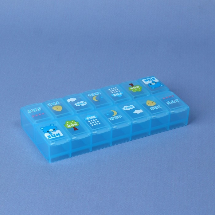 Таблетница «Картинки», 13 × 6 × 2 см, 14 секций, цвет МИКС Таблетница «Картинки», 13 × 6 × 2 см, 14 секций, цвет МИКС