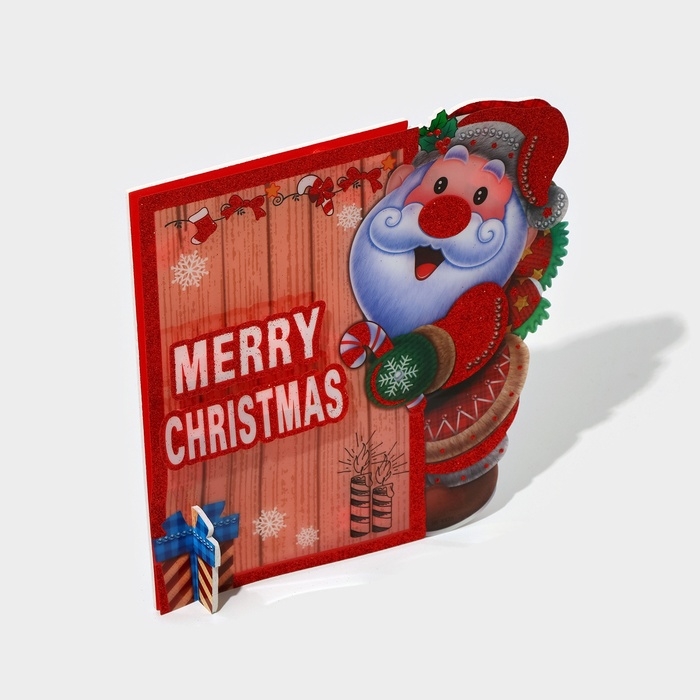 Декоративное светящиеся украшение (подвеска) Декоративное светящиеся украшение (подвеска) "Дед мороз за дверью" 27,5х27,5 см