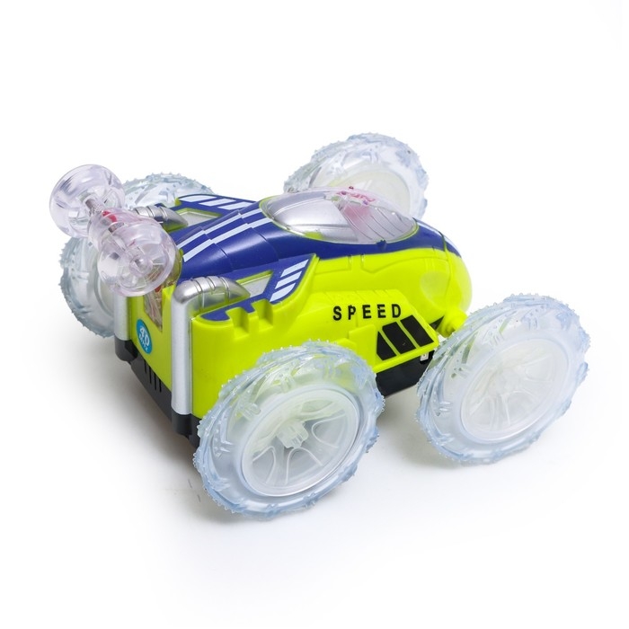 Машина-перевёртыш радиоуправляемая «Трюк», работает от батареек, световые эффекты, цвет зелёный Машина-перевёртыш радиоуправляемая «Трюк», работает от батареек, световые эффекты, цвет зелёный