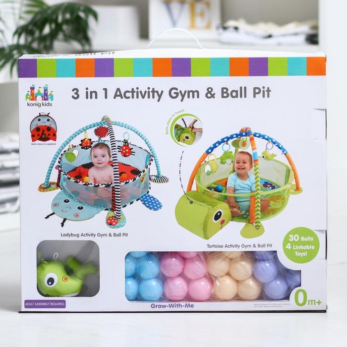 Развивающий коврик 3 в 1 «Черепаха», 30 цветных шариков, 4 игрушки Развивающий коврик 3 в 1 «Черепаха», 30 цветных шариков, 4 игрушки