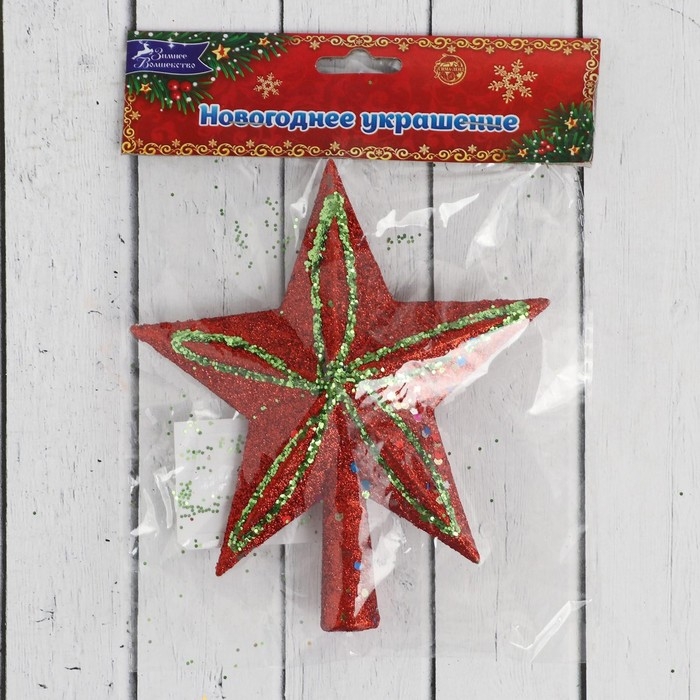 Наконечник Наконечник "Звезда" блеск и конфетти 13,5х14,5 см, красный