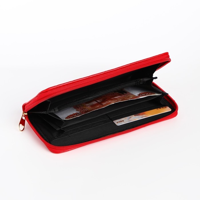 Кошелёк женский на молнии, цвет красный Кошелёк женский на молнии, цвет красный