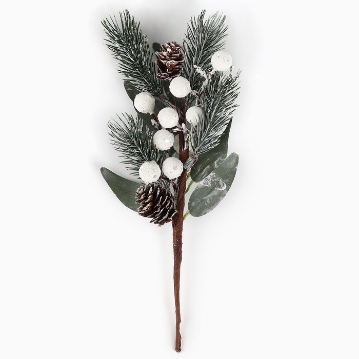 Новогодний декор, веточка "Зимние настроение" 28х12х6 см