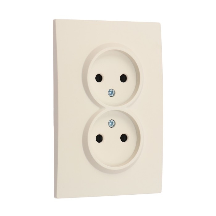 Розетка двухместная TOT Elegant, 10 А, скрытая, без з/к, бежевая Розетка двухместная TOT Elegant, 10 А, скрытая, без з/к, бежевая