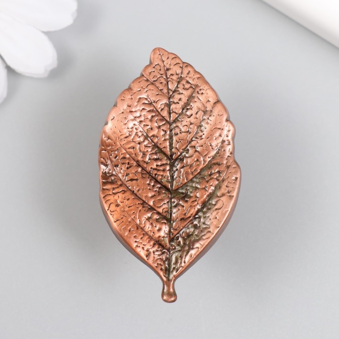 Ручка для шкатулки металл Ручка для шкатулки металл "Лист" медь 5,2х2,8 см