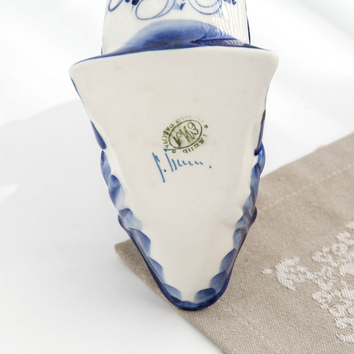 Салфетница Салфетница "Рыбка", малая, гжель, фарфор, 10х12 см