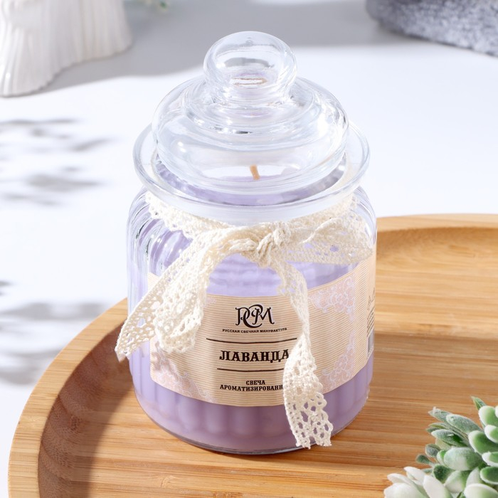 Свеча в банке ароматизированная  Свеча в банке ароматизированная "Лаванда" 180гр, время горения 45ч