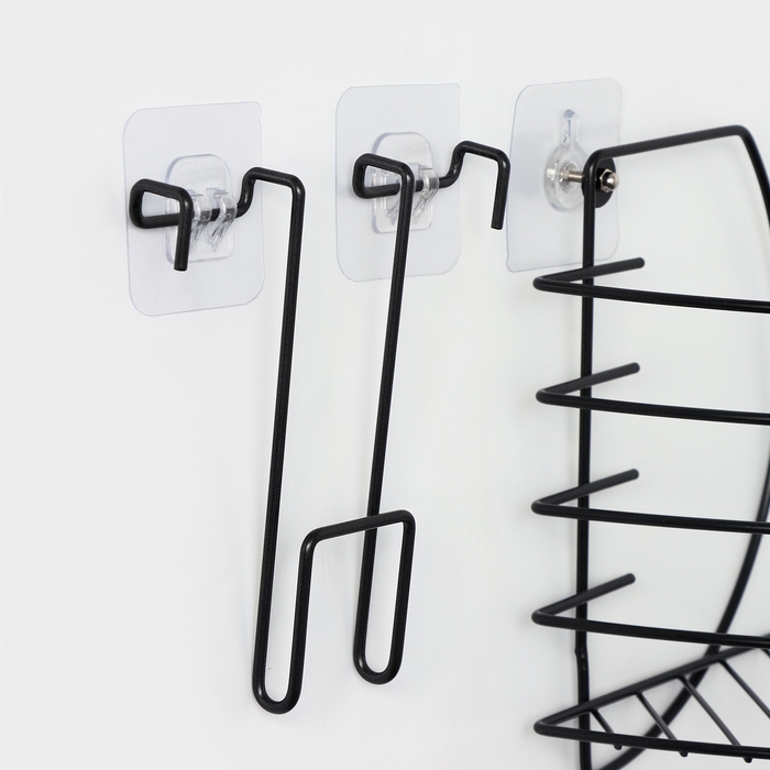 Полка угловая с держателем для телефона, 22,5×22,5×20,5 см, цвет черный Полка угловая с держателем для телефона, 22,5×22,5×20,5 см, цвет черный