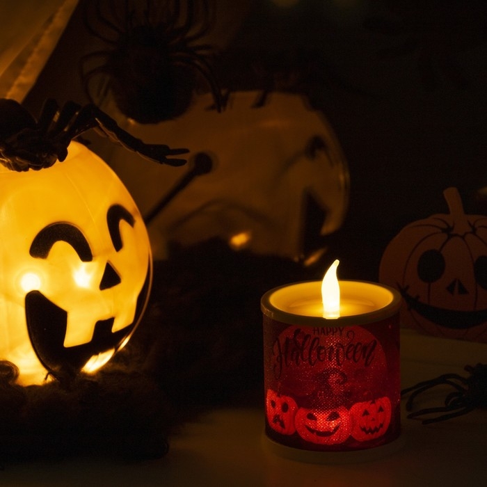 Светодиодная фигура «Свеча с тыквами» 7.5 × 10 × 7.5 см, пластик, батарейки AG13х3 (в комплекте), свечение тёплое белое Светодиодная фигура «Свеча с тыквами» 7.5 × 10 × 7.5 см, пластик, батарейки AG13х3 (в комплекте), свечение тёплое белое