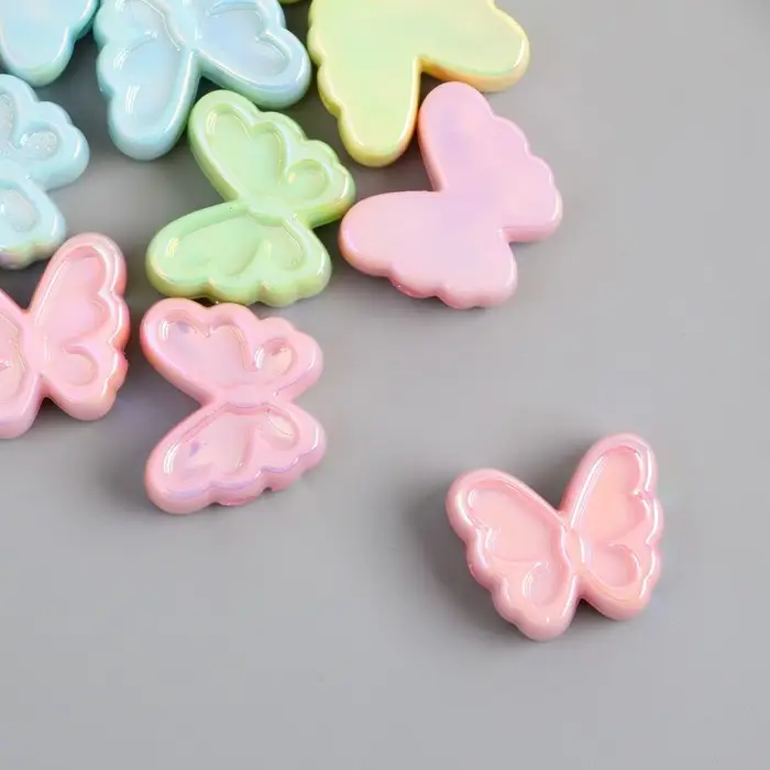 Бусина для творчества пластик "Бабочка. Перламутровый глянец" МИКС 0,8х2,3х2 см