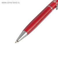 Ручка подарочная, шариковая, в пластиковом футляре, поворотная, "Франсуаза", бордово-серебристая