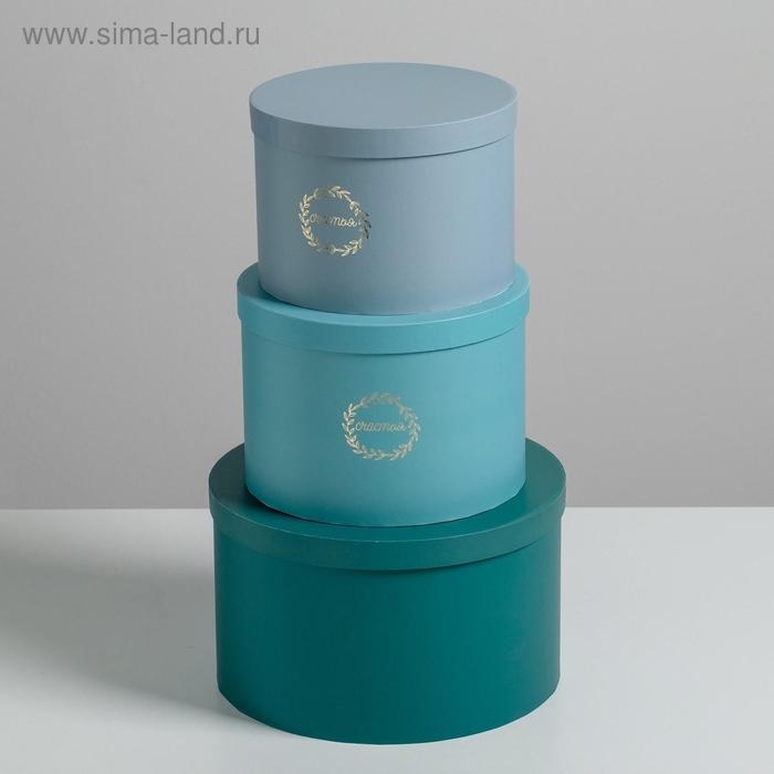 Набор шляпных коробок для цветов 3 в 1, упаковка подарочная, «Бирюза», 18 х 13 см - 25 х 15 см