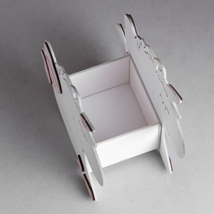 Кашпо деревянное для цветов и подарков  Кашпо деревянное для цветов и подарков "Единорог", розовое, 23х11х23 см