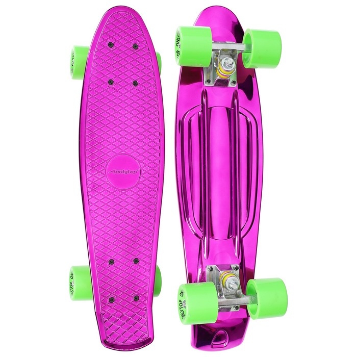 Пенниборд ONLYTOP, 56х15 см, колёса PU 60х45 мм, алюминиевая рама, цвет фиолетовый Пенниборд ONLYTOP, 56х15 см, колёса PU 60х45 мм, алюминиевая рама, цвет фиолетовый