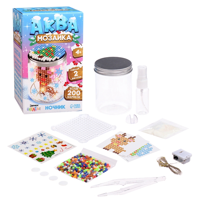 Аквамозаика «Снежная баночка. Оленёнок», ночник, более 200 шариков Аквамозаика «Снежная баночка. Оленёнок», ночник, более 200 шариков