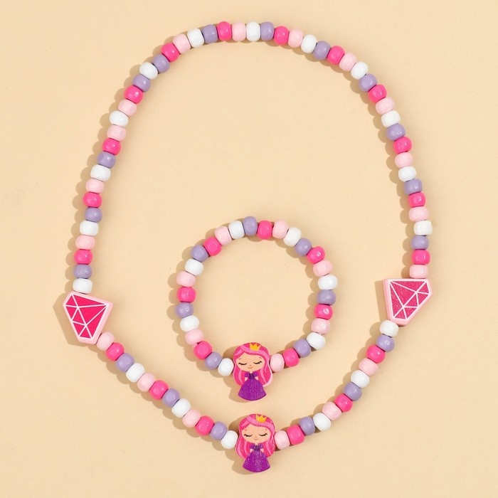 Бижутерия «Princess» набор для девочек: браслет и бусы, 7 х 9 см Бижутерия «Princess» набор для девочек: браслет и бусы, 7 х 9 см