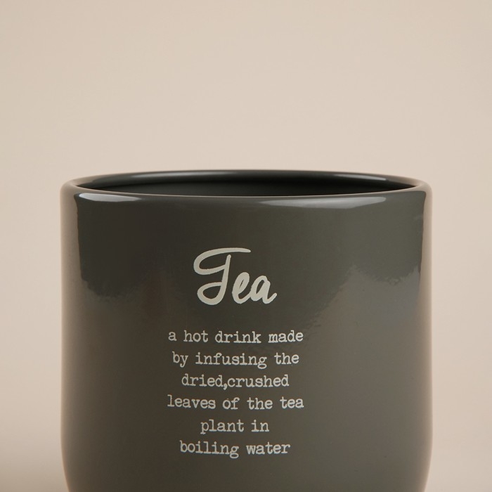 Банка для чая SL Home, 9,5&times;14 см, цвет серый, с бамбуковой крышкой