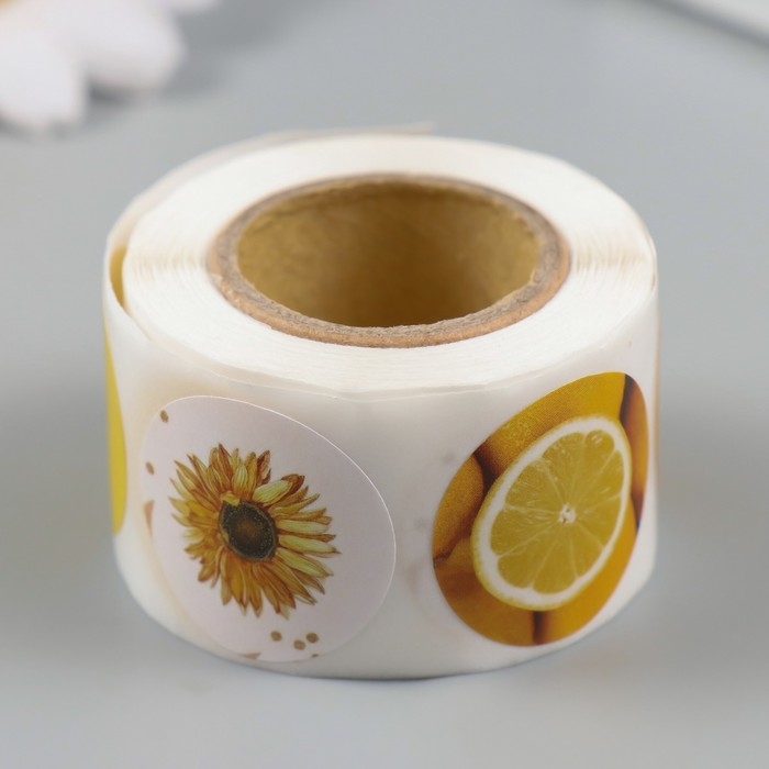 Наклейка бумага "Жёлтые" d=2,5 см 252 шт в рулоне