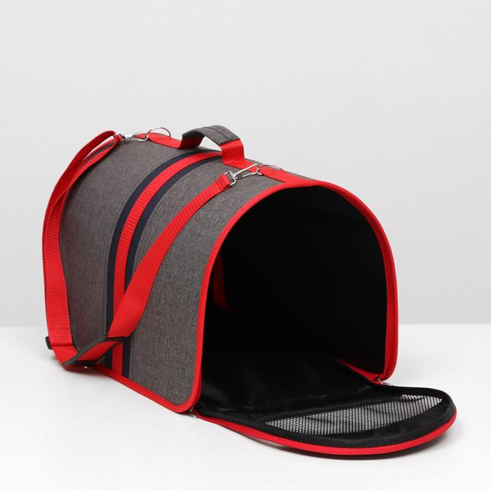 Сумка - переноскадля животных, каркасная, складная, 46 х 28,5 х 26 см, красно-серая Сумка - переноскадля животных, каркасная, складная, 46 х 28,5 х 26 см, красно-серая
