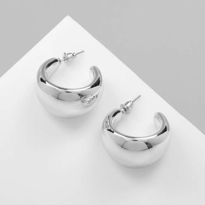 Серьги пластик «Круг» гало мини, цвет серебро Серьги пластик «Круг» гало мини, цвет серебро