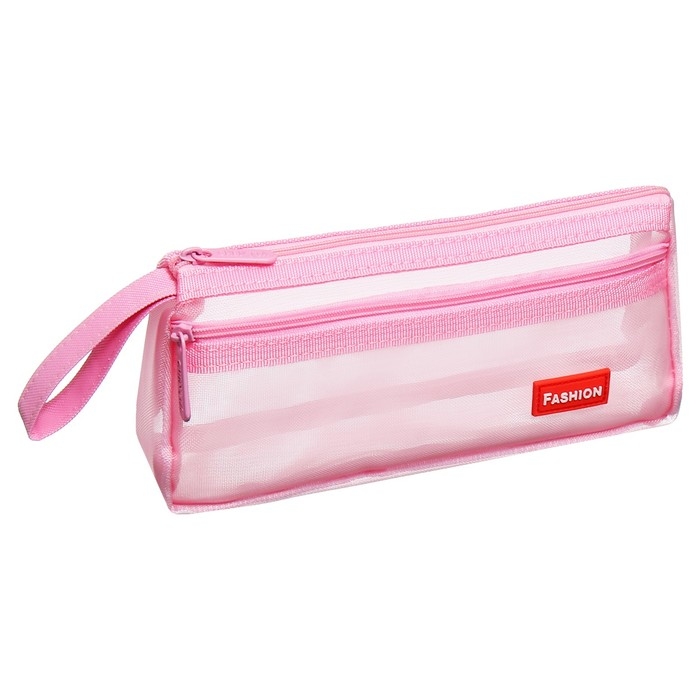 Пенал школьный на молнии Calligrata Пенал школьный на молнии Calligrata "Сетка", 2 отделения, розовый