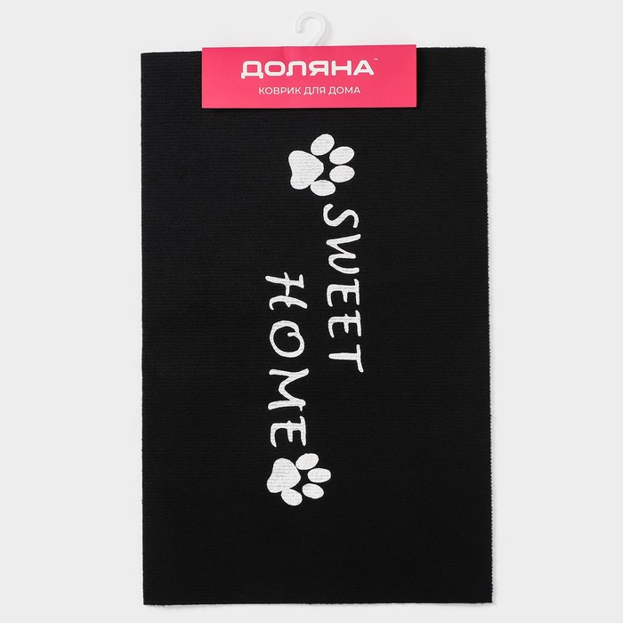 Коврик придверный Доляна Sweet home, 50×80 см, влаговпитывающий, светящийся в темноте, цвет чёрный Коврик придверный Доляна Sweet home, 50×80 см, влаговпитывающий, светящийся в темноте, цвет чёрный