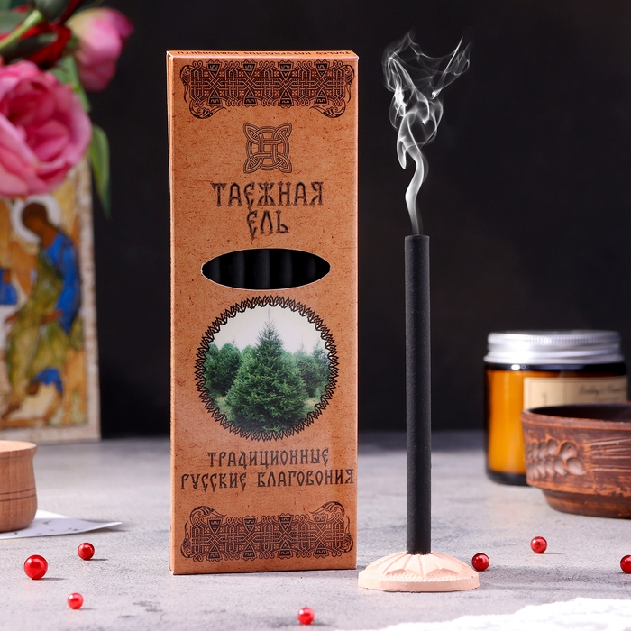 Набор традиционных русских благовоний  Набор традиционных русских благовоний "Таёжная ель", 7шт + подставка
