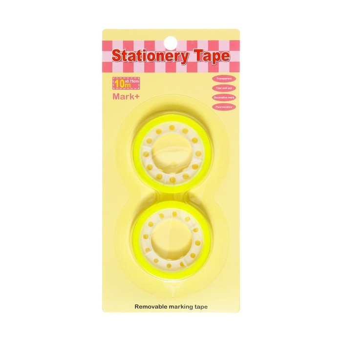 Набор 2 штуки, клейкая лента текстовыделительная (отклеиваемая) 75 мм х 10м, зелёный флуоресцентный Набор 2 штуки, клейкая лента текстовыделительная (отклеиваемая) 75 мм х 10м, зелёный флуоресцентный