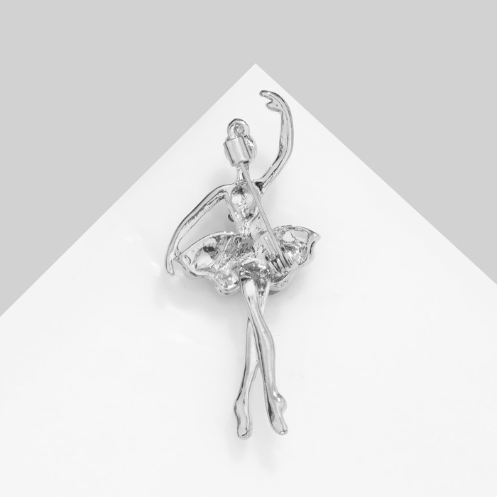 Брошь «Балерина» изящная, цвет сине-голубой в серебре Брошь «Балерина» изящная, цвет сине-голубой в серебре