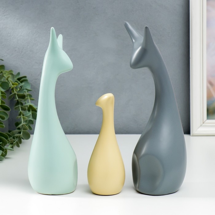 Сувенир керамика Сувенир керамика "Семья жирафиков" пастель матовый набор 3 шт 15х5 25х7 25,5х9 см