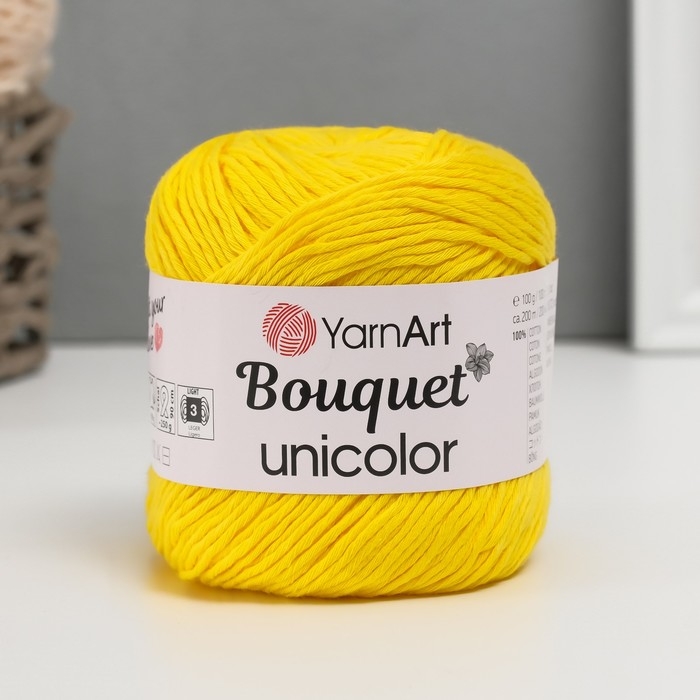 Пряжа Пряжа "Bouquet Unicolor" 100% хлопок 200м/100г (3218 жёлтый)