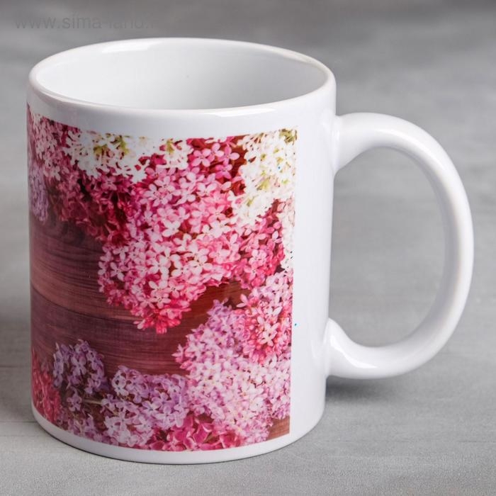 Кружка сублимация "Анна" цветы, 320 мл, с нанесением