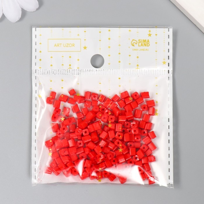 Бисер кубический стекло 4х4 мм  Бисер кубический стекло 4х4 мм "Яркость. Алый" набор 20 гр