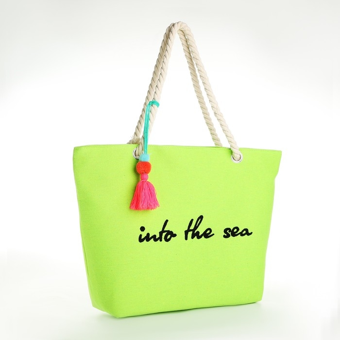 Сумка женская пляжная Into the sea, 50х34,5х14 см, зелёный цвет Сумка женская пляжная Into the sea, 50х34,5х14 см, зелёный цвет