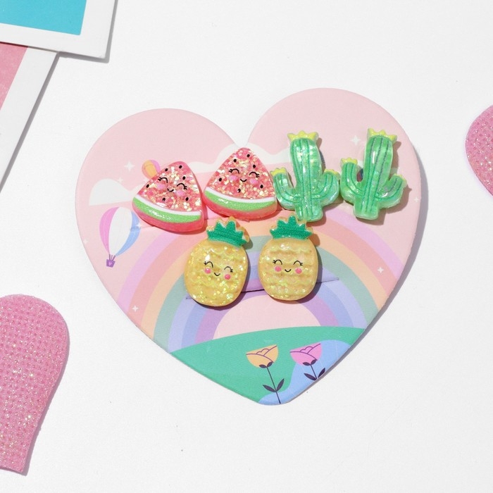 Набор клипс детских (3 пары) «Выбражулька» тропики, цветной Набор клипс детских (3 пары) «Выбражулька» тропики, цветной