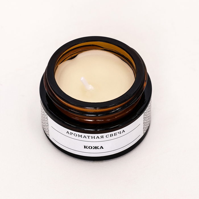 Свеча ароматическая в банке  Свеча ароматическая в банке "Кожа", соевый воск, 12 г