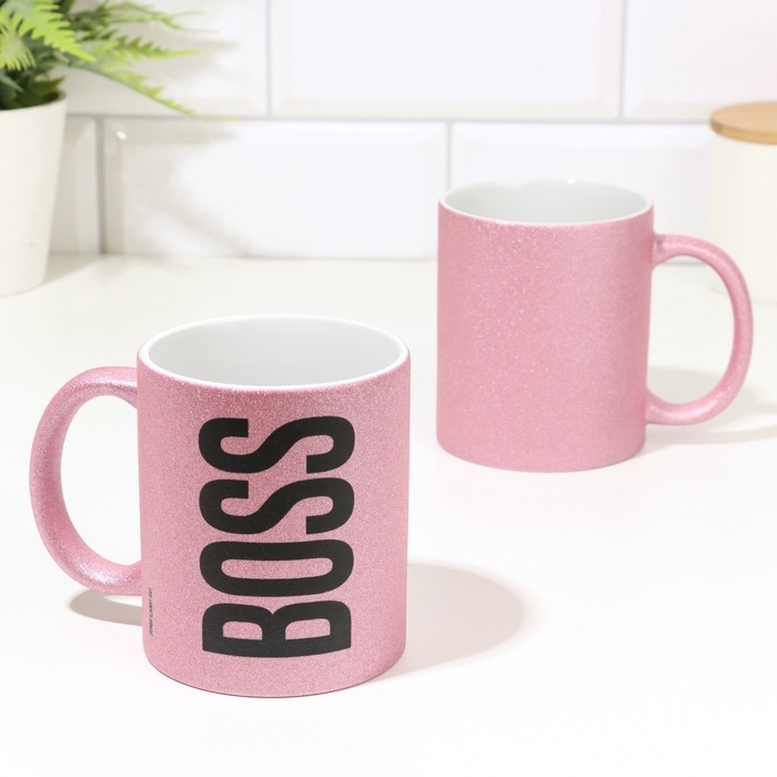 Кружка чайная керамическая Кружка чайная керамическая "BOSS" розовый, 320 мл