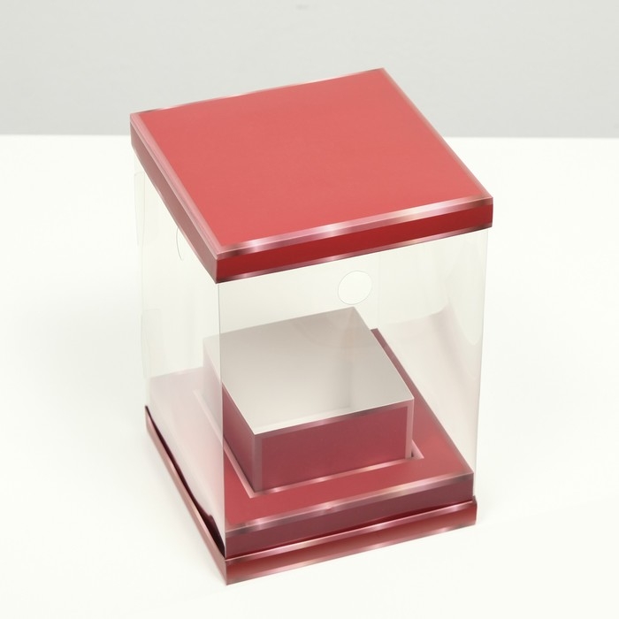 Коробка для цветов с вазой и PVC окнами складная, красный, 16 х 23 х 16 см Коробка для цветов с вазой и PVC окнами складная, красный, 16 х 23 х 16 см