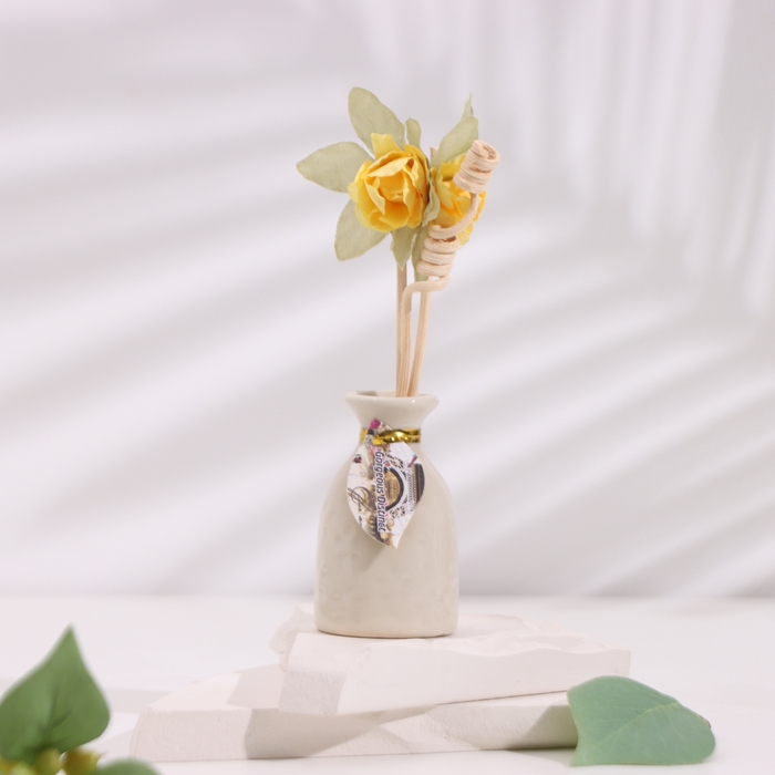 Набор подарочный с диффузором  Набор подарочный с диффузором "Ваза с цветком" апельсин, "Богатство Аромата"