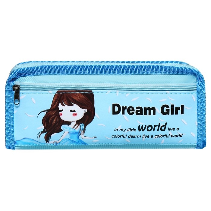Пенал школьный на молнии Calligrata Пенал школьный на молнии Calligrata "Аниме", 2 отделения, голубой