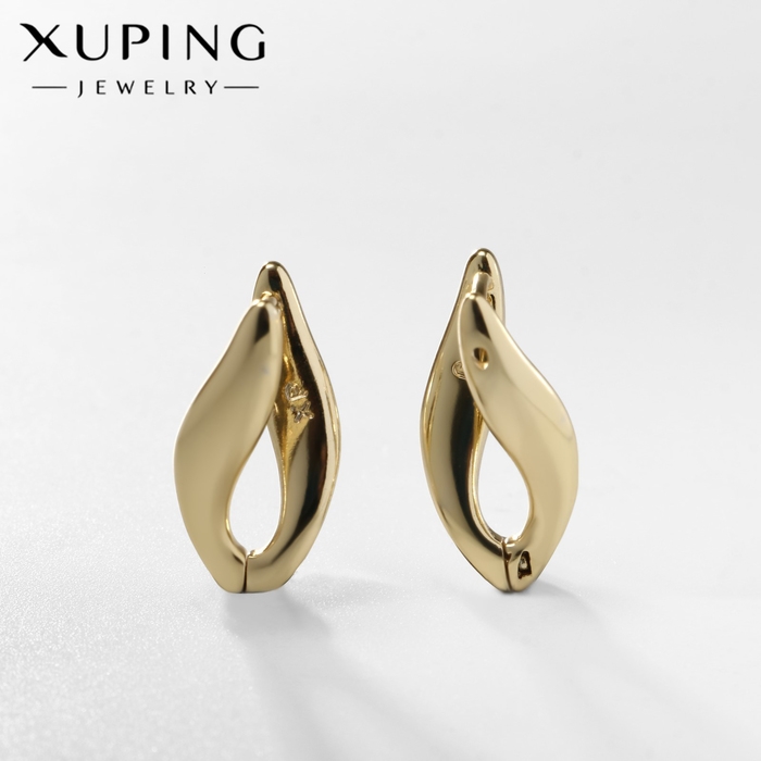 Серьги металл XUPING завитки изгиб, цвет золото Серьги металл XUPING завитки изгиб, цвет золото