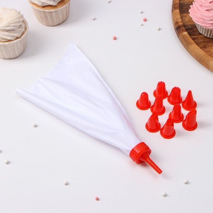 Набор кондитерский Доляна «Помощник», 11 предметов: мешок, 10 насадок, 28×19×3 см, насадки МИКС Набор кондитерский Доляна «Помощник», 11 предметов: мешок, 10 насадок, 28×19×3 см, насадки МИКС